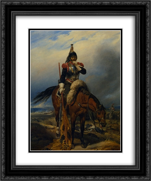 The Field of Battle 20x24 Black Ornate Wood Framed Art Print Poster with Double Matting by Delaroche, Paul