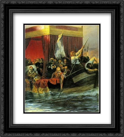 Cardinal Richelieu 20x22 Black Ornate Wood Framed Art Print Poster with Double Matting by Delaroche, Paul