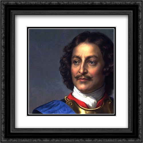 Peter the Great of Russia ' detail 20x20 Black Ornate Wood Framed Art Print Poster with Double Matting by Delaroche, Paul