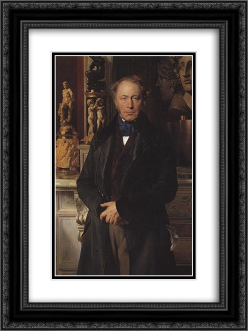 Portrait 18x24 Black Ornate Wood Framed Art Print Poster with Double Matting by Delaroche, Paul