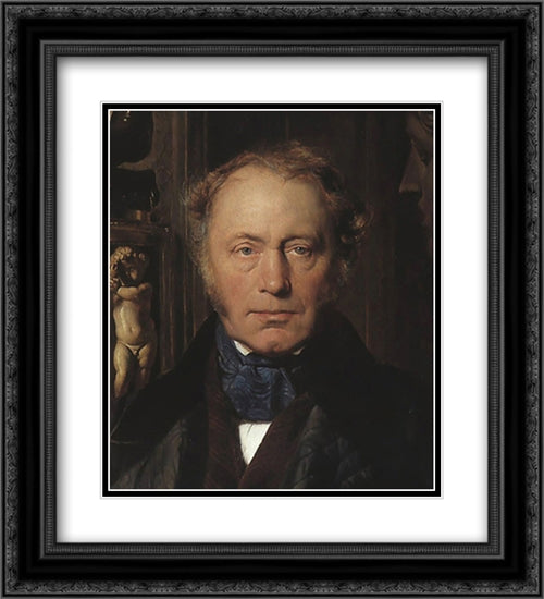 Portrait ' detail 20x22 Black Ornate Wood Framed Art Print Poster with Double Matting by Delaroche, Paul