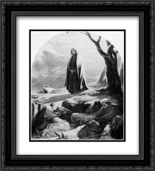 Christ in the garden of Gethsemane 20x22 Black Ornate Wood Framed Art Print Poster with Double Matting by Delaroche, Paul