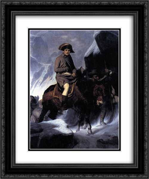 Bonaparte Crossing the Alps 20x24 Black Ornate Wood Framed Art Print Poster with Double Matting by Delaroche, Paul