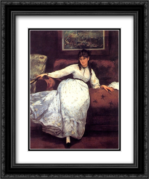 Repose 20x24 Black Ornate Wood Framed Art Print Poster with Double Matting by Manet, Edouard