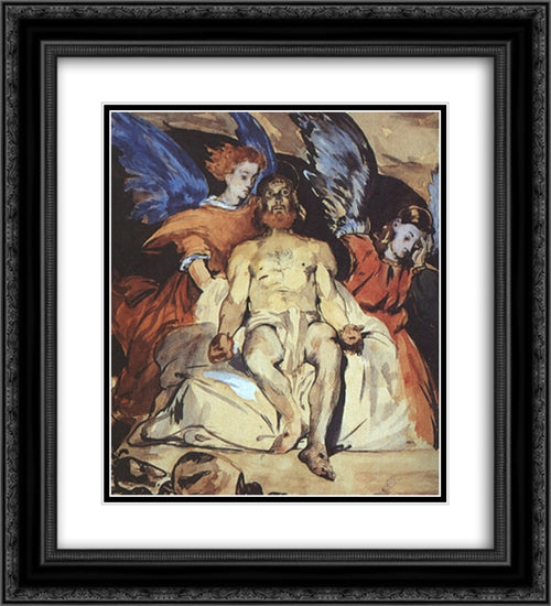 Christ with Angels 20x22 Black Ornate Wood Framed Art Print Poster with Double Matting by Manet, Edouard