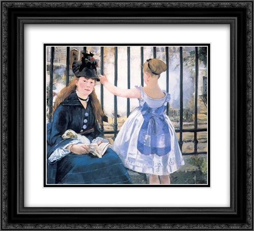 The Railroad 22x20 Black Ornate Wood Framed Art Print Poster with Double Matting by Manet, Edouard