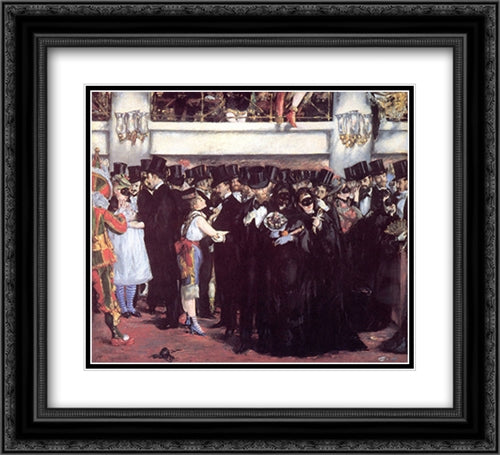 Masked Ball at the Opera 22x20 Black Ornate Wood Framed Art Print Poster with Double Matting by Manet, Edouard