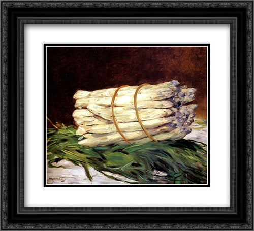 A Bunch Of Asparagus 22x20 Black Ornate Wood Framed Art Print Poster with Double Matting by Manet, Edouard