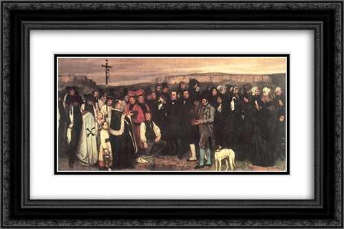 Burial at Ornans 24x16 Black Ornate Wood Framed Art Print Poster with Double Matting by Courbet, Gustave