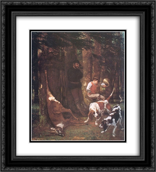 The Quarry 20x22 Black Ornate Wood Framed Art Print Poster with Double Matting by Courbet, Gustave