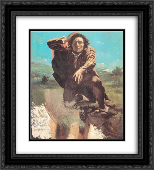 The Desperate Man 20x22 Black Ornate Wood Framed Art Print Poster with Double Matting by Courbet, Gustave