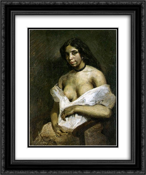 Aspasia 20x24 Black Ornate Wood Framed Art Print Poster with Double Matting by Delacroix, Eugene