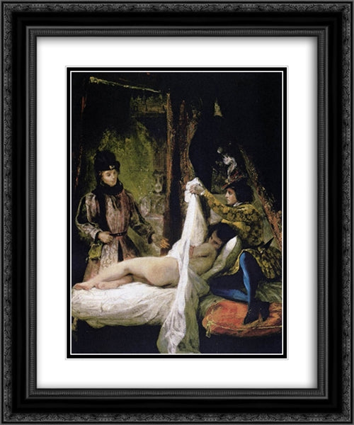 Louis d'Orleans Showing his Mistress 20x24 Black Ornate Wood Framed Art Print Poster with Double Matting by Delacroix, Eugene