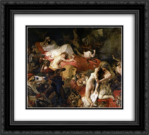 The Death of Sardanapalus 22x20 Black Ornate Wood Framed Art Print Poster with Double Matting by Delacroix, Eugene