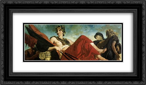 War 24x14 Black Ornate Wood Framed Art Print Poster with Double Matting by Delacroix, Eugene