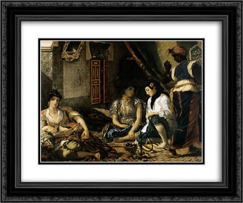 The Women of Algiers 24x20 Black Ornate Wood Framed Art Print Poster with Double Matting by Delacroix, Eugene