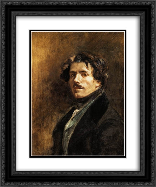 Self'Portrait 20x24 Black Ornate Wood Framed Art Print Poster with Double Matting by Delacroix, Eugene