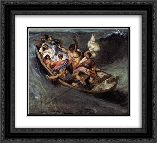 Christ on the Lake of Gennezaret (sketch) 22x20 Black Ornate Wood Framed Art Print Poster with Double Matting by Delacroix, Eugene