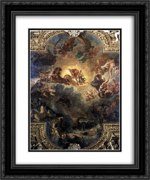 Apollo Slays Python 20x24 Black Ornate Wood Framed Art Print Poster with Double Matting by Delacroix, Eugene