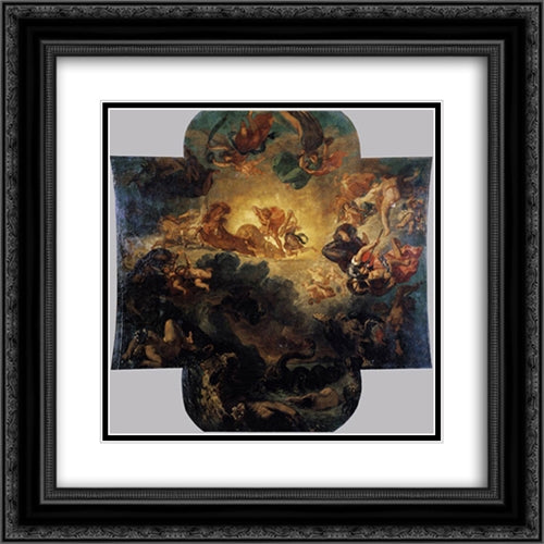 Apollo Vanquishing the Python 20x20 Black Ornate Wood Framed Art Print Poster with Double Matting by Delacroix, Eugene