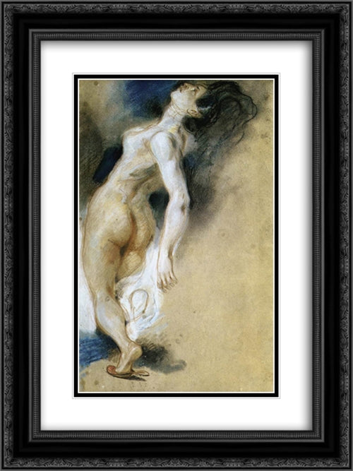 Female Nude, Killed from Behind 18x24 Black Ornate Wood Framed Art Print Poster with Double Matting by Delacroix, Eugene