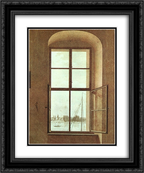 View from the Painter's Studio 20x24 Black Ornate Wood Framed Art Print Poster with Double Matting by Friedrich, Caspar David