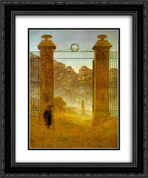 Cemetery at Dusk 20x24 Black Ornate Wood Framed Art Print Poster with Double Matting by Friedrich, Caspar David