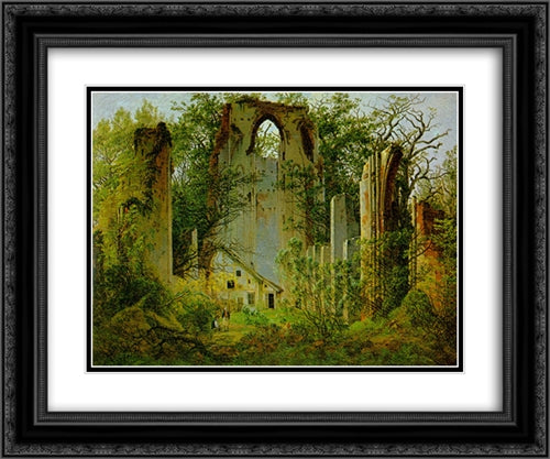 Eldena Ruin 24x20 Black Ornate Wood Framed Art Print Poster with Double Matting by Friedrich, Caspar David