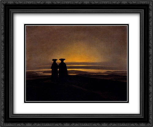 Sunset (Brothers) 24x20 Black Ornate Wood Framed Art Print Poster with Double Matting by Friedrich, Caspar David