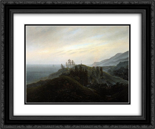 View of the Baltic 24x20 Black Ornate Wood Framed Art Print Poster with Double Matting by Friedrich, Caspar David