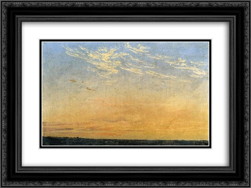 Evening 24x18 Black Ornate Wood Framed Art Print Poster with Double Matting by Friedrich, Caspar David