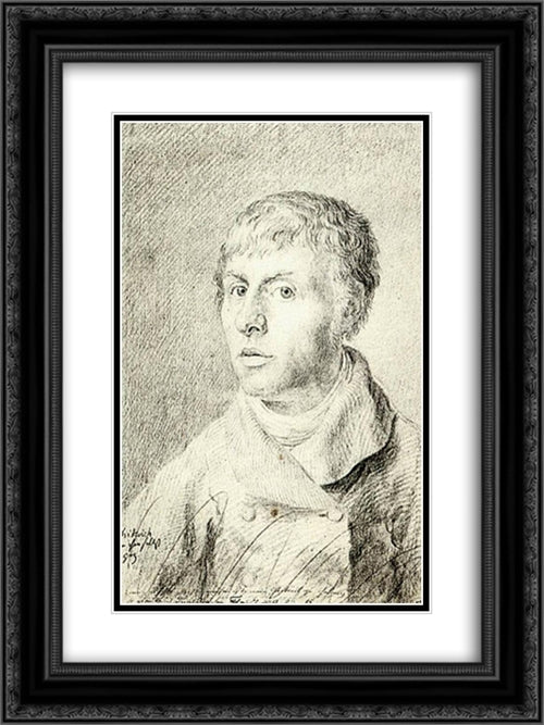 Self'Portrait 18x24 Black Ornate Wood Framed Art Print Poster with Double Matting by Friedrich, Caspar David