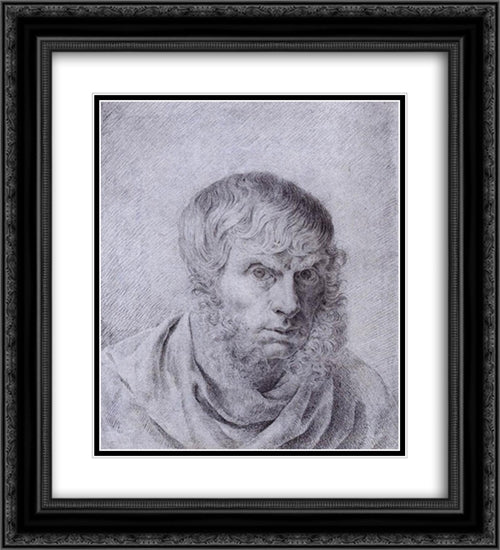 Self'Portrait 20x22 Black Ornate Wood Framed Art Print Poster with Double Matting by Friedrich, Caspar David