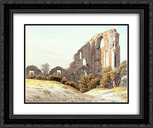 The Ruins of Eldena 24x20 Black Ornate Wood Framed Art Print Poster with Double Matting by Friedrich, Caspar David