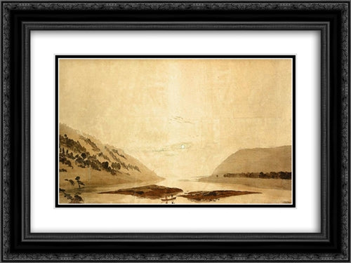 Mountainous River Landscape (Day Version) 24x18 Black Ornate Wood Framed Art Print Poster with Double Matting by Friedrich, Caspar David