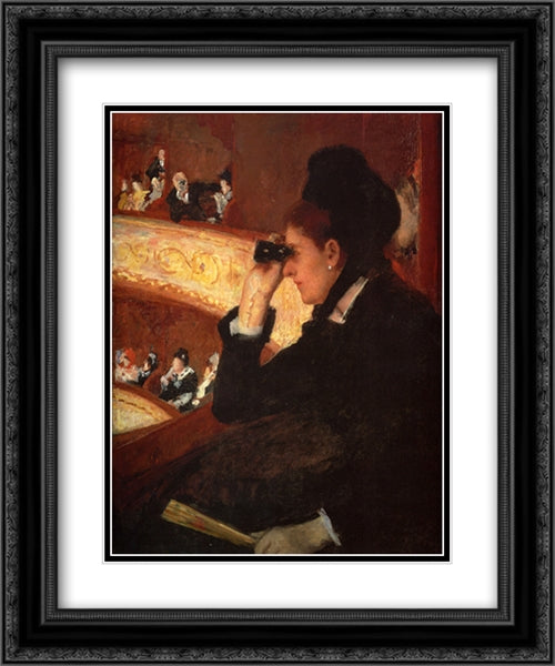 At The Opera 20x24 Black Ornate Wood Framed Art Print Poster with Double Matting by Cassatt, Mary