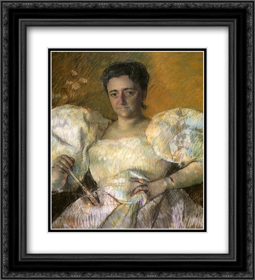 Louisine W. Havemeyer 20x22 Black Ornate Wood Framed Art Print Poster with Double Matting by Cassatt, Mary