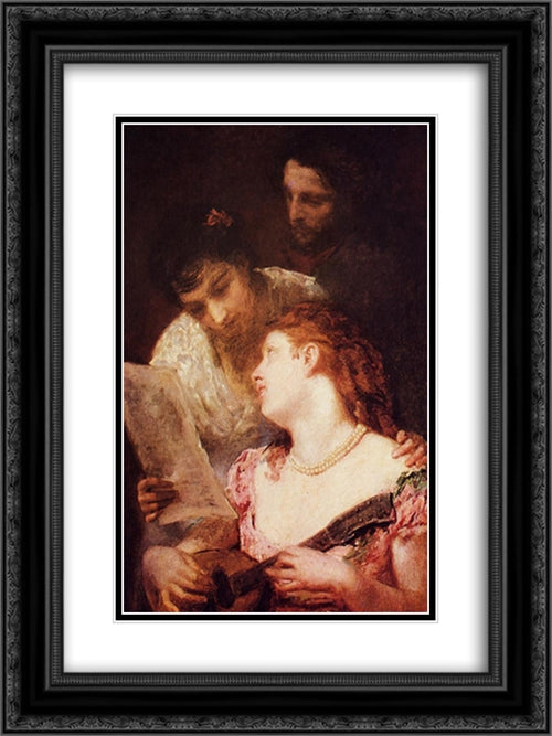 A Musical Party 18x24 Black Ornate Wood Framed Art Print Poster with Double Matting by Cassatt, Mary