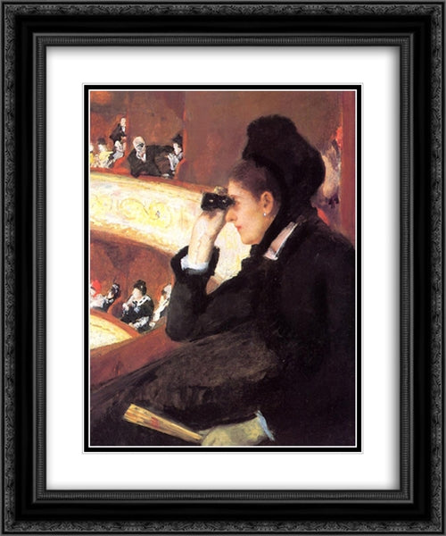 At the Francais, a Sketch 20x24 Black Ornate Wood Framed Art Print Poster with Double Matting by Cassatt, Mary