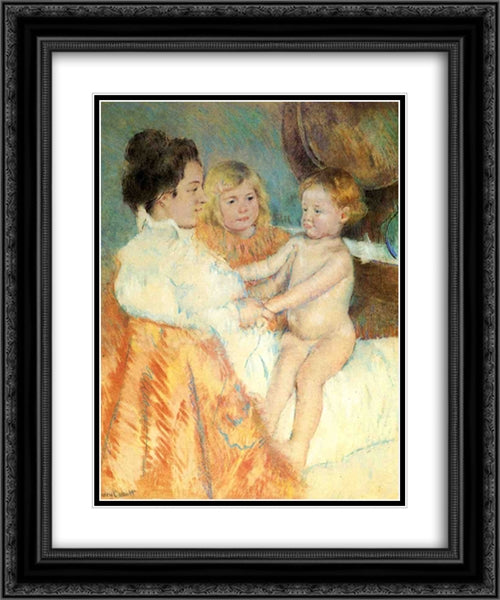 Mother, Sara and the Baby (counterproof) 20x24 Black Ornate Wood Framed Art Print Poster with Double Matting by Cassatt, Mary