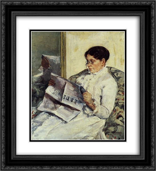 Portrait of a Lady 20x22 Black Ornate Wood Framed Art Print Poster with Double Matting by Cassatt, Mary