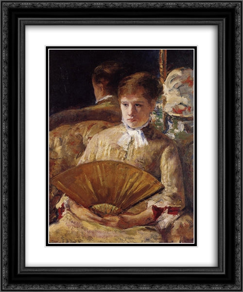 Portrait of a Lady 20x24 Black Ornate Wood Framed Art Print Poster with Double Matting by Cassatt, Mary