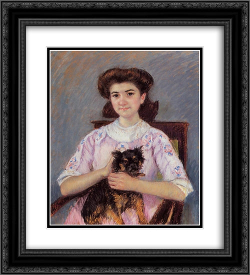 Portrait of Marie'Louise Durand'Ruel 20x22 Black Ornate Wood Framed Art Print Poster with Double Matting by Cassatt, Mary