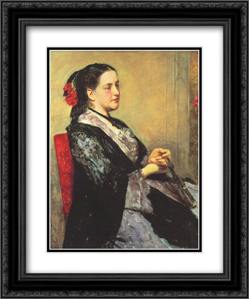 Portrait of a Lady of Seville 20x24 Black Ornate Wood Framed Art Print Poster with Double Matting by Cassatt, Mary