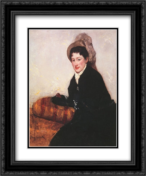 Portrait of a Woman Dressed for Matinee 20x24 Black Ornate Wood Framed Art Print Poster with Double Matting by Cassatt, Mary