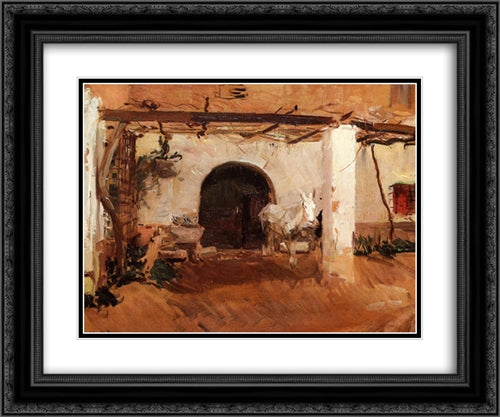 Casa de Huerta, Valencia (study) 24x20 Black Ornate Wood Framed Art Print Poster with Double Matting by Sorolla, Joaquin