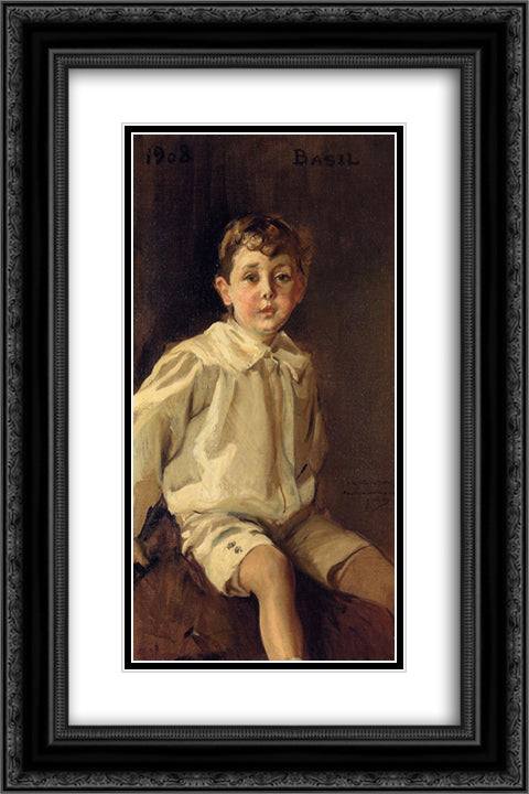 Portrait of Basel Mundy 16x24 Black Ornate Wood Framed Art Print Poster with Double Matting by Sorolla, Joaquin