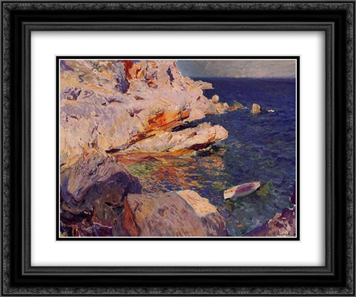 Rocks at Javea 24x20 Black Ornate Wood Framed Art Print Poster with Double Matting by Sorolla, Joaquin