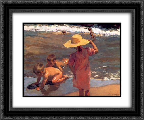 The Young Amphibians 24x20 Black Ornate Wood Framed Art Print Poster with Double Matting by Sorolla, Joaquin