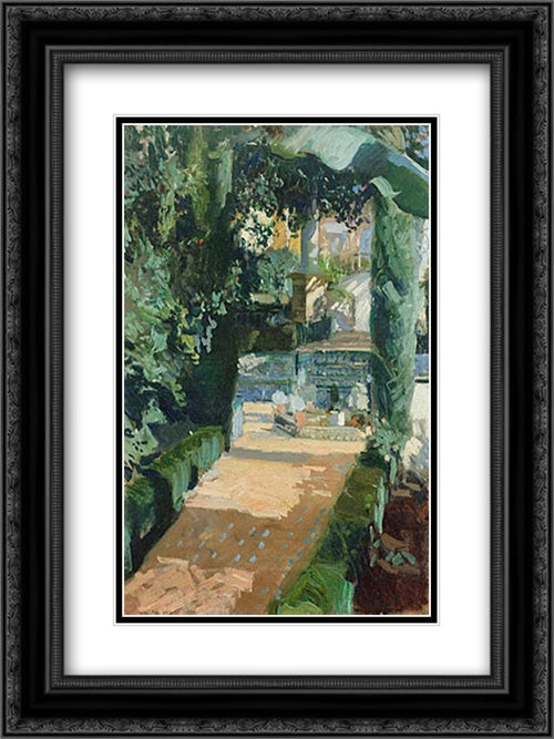 Court of the Dances, Alcazar, Sevilla 18x24 Black Ornate Wood Framed Art Print Poster with Double Matting by Sorolla, Joaquin